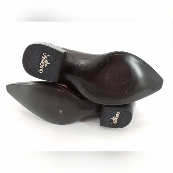 NEW OLD GRINGO Women's Cowboy Brown Leather W/PINK Wingtip Western Boots 7.5 B - Picture 6 of 7